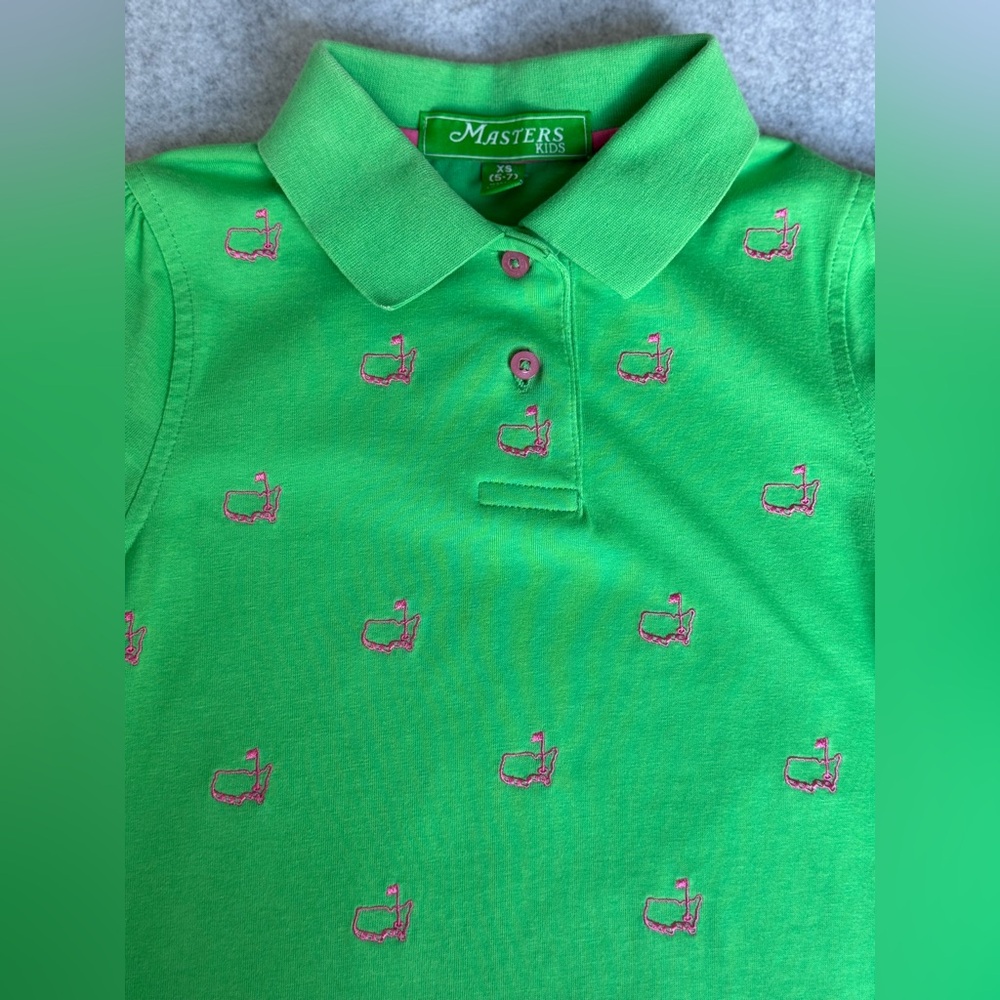 Masters Kid Green Polo Golf Logo Size XS - Picture 3 of 9